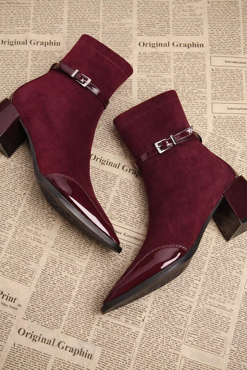 Alven Patchwork Ankle Boots